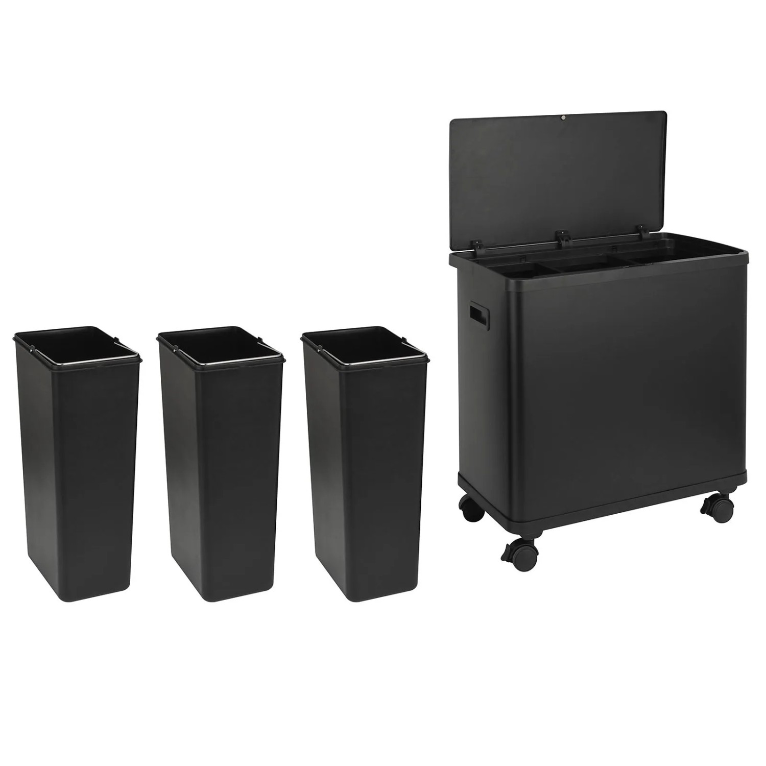 SVITA SR3X18 Sensor-Mülleimer 54L Mülltrennsystem 3 Fächer 3x18L Softclose Schwarz