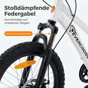 EVERCROSS Kinderfahrrad EM5 20 Zoll MTB Kid Shimano 7 Gang Geländetauglich für Kinder ab 6 Jahren Weiß