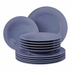 Seltmann Weiden Beat Color Glaze Tafelservice, 12-teilig, Fliederblau, Teller und Suppenteller