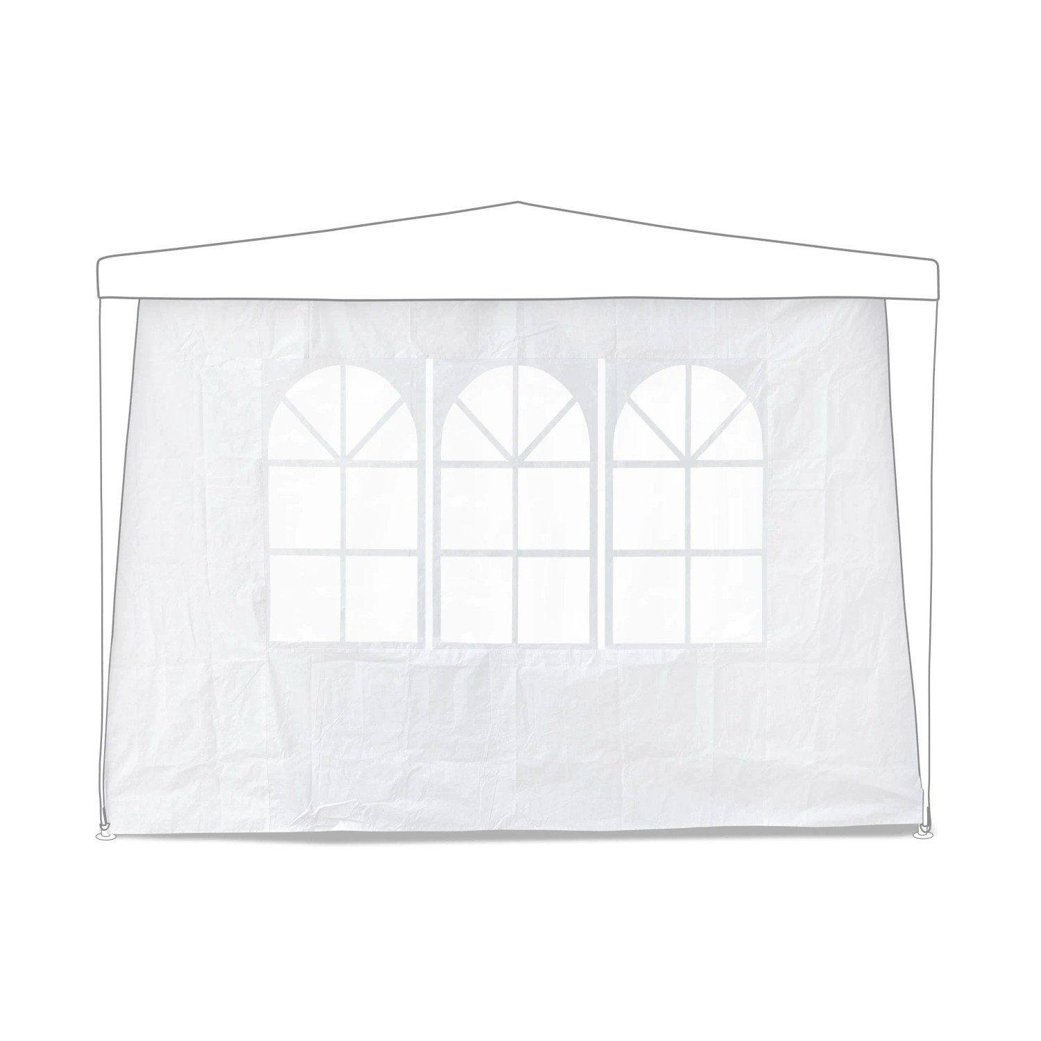 Relaxdays Pavillon Seitenteil 2er Set, weiße PE Folie mit Sichtfenster für 3x3m Partyzelte.