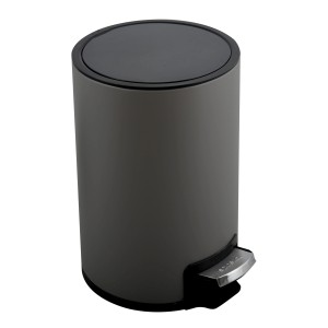 Grauer Spirella Kosmetikeimer Riku, 5 Liter, mit Pedal und Soft-Close-Deckel.