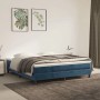 Dunkelblaues Samt Boxspringbett 160x200 cm im Schlafzimmer mit Deko.