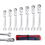 7-teiliges CCLIFE Gelenk Ratschenschlüssel Set aus Chrom-Vanadium-Stahl mit flexiblen Köpfen und Tasche.