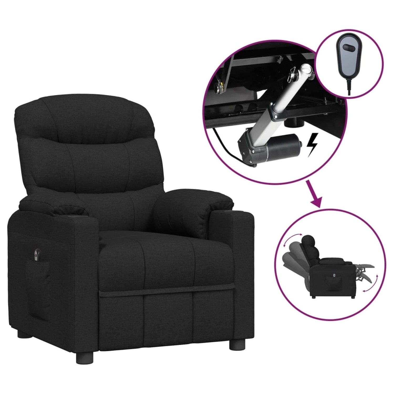 vidaXL Relaxsessel Elektrisch Schwarz Stoff 3143493 günstig online kaufen