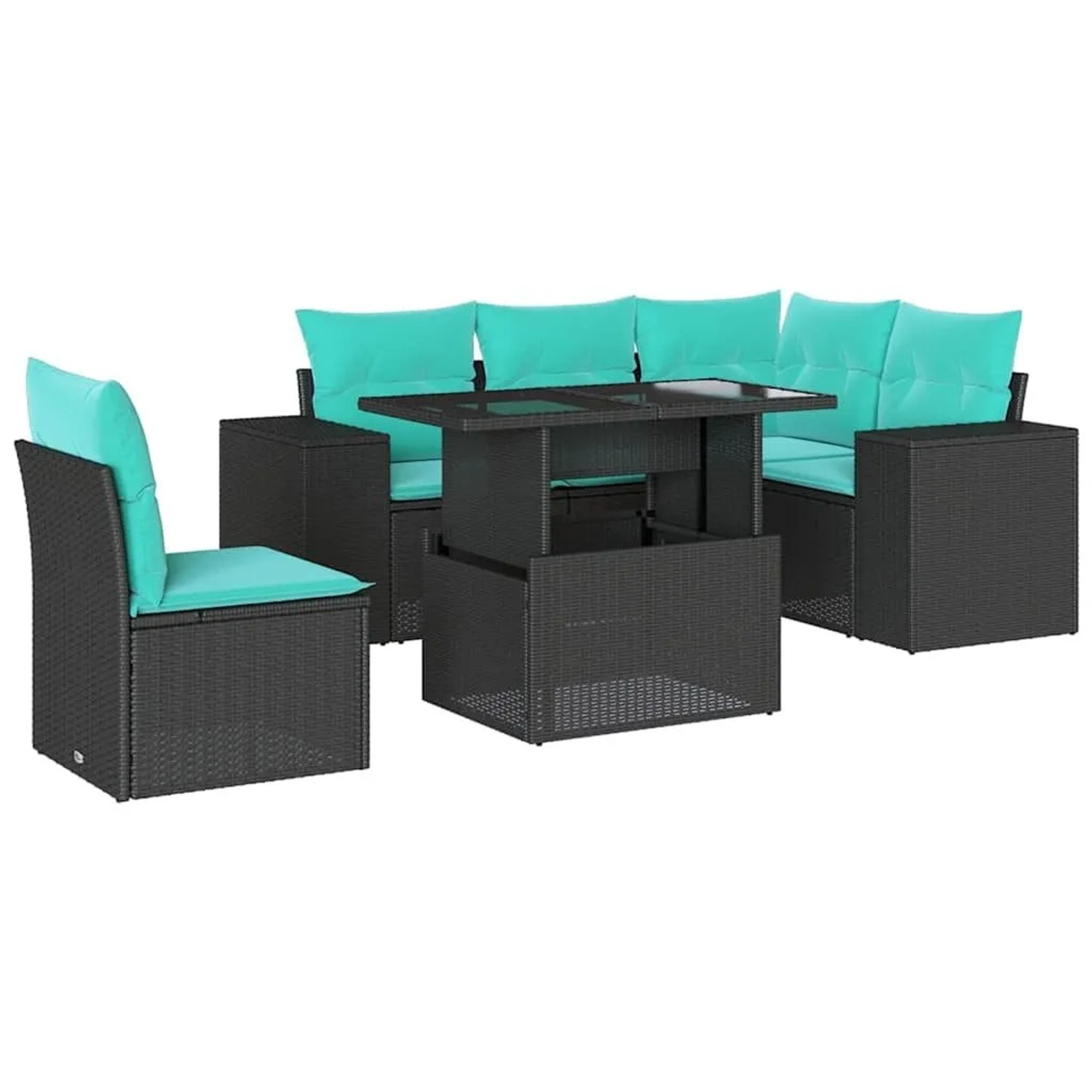 vidaXL 6-Tlg Gartensofa-Set mit Kissen Schwarz Polyrattan 3269167 günstig online kaufen