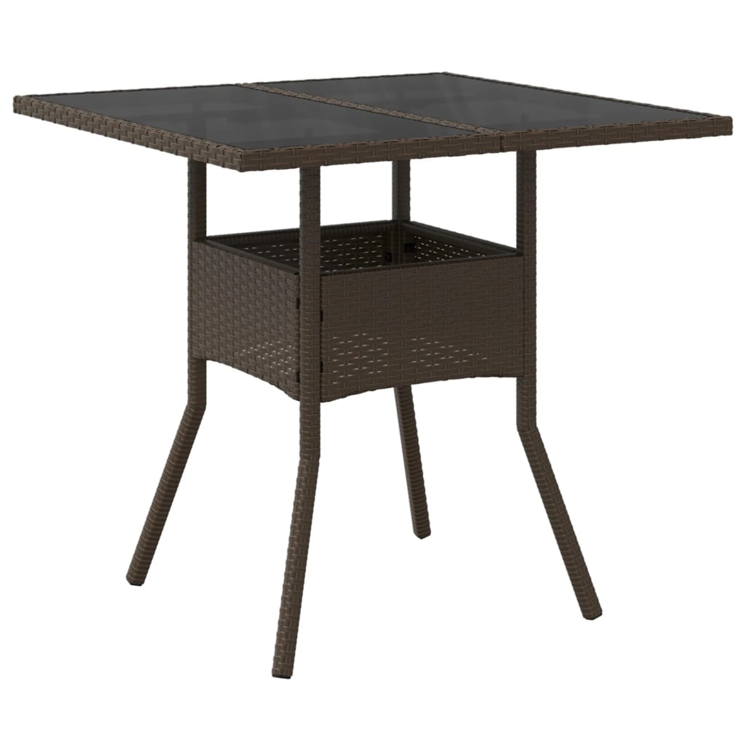 vidaXL Gartentisch mit Glasplatte Braun 80x80x75 cm Poly Rattan 365524 günstig online kaufen
