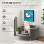 Graues PawHut Hundesofa aus Polyester mit Schaumstoff, ideal für kleine Hunde und Katzen.