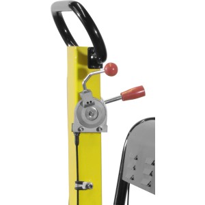 Detailaufnahme der Güde Rüttelplatte GRP 260: Bedienelemente und gelb-schwarzes Design.