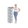 PROREGAL Spar Set: 5 graue Euroboxen mit grünen Griffen, gestapelt. Aufbewahrungsboxen für Industrie und Gewerbe.