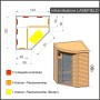 Skizze der Dewello Infrarotkabine Lakefield 120x120 mit Vollspektrum- und Karbonstrahlern.