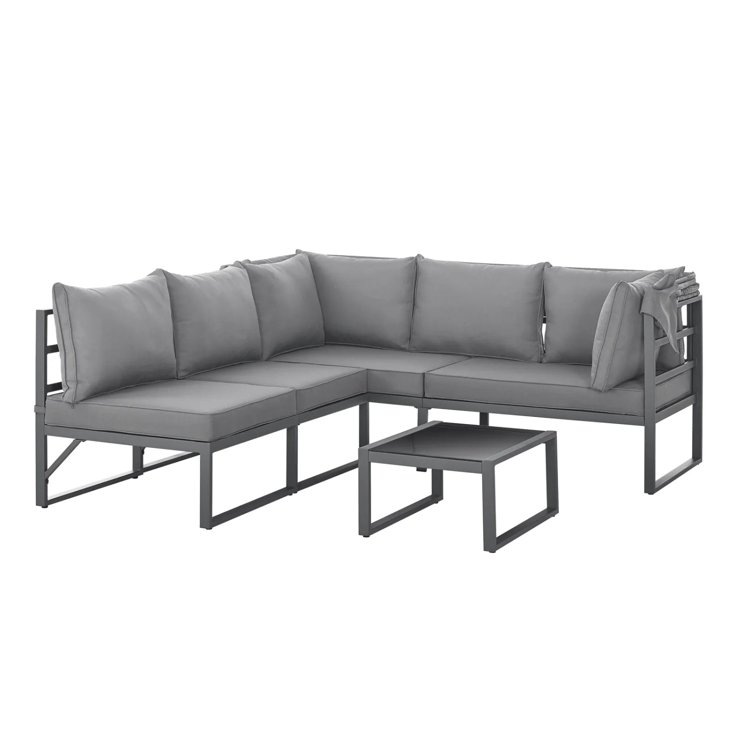 Svita Maui Gartenmöbel Lounge Set mit Dach, hellgraues Outdoor Sofa mit Tisch.