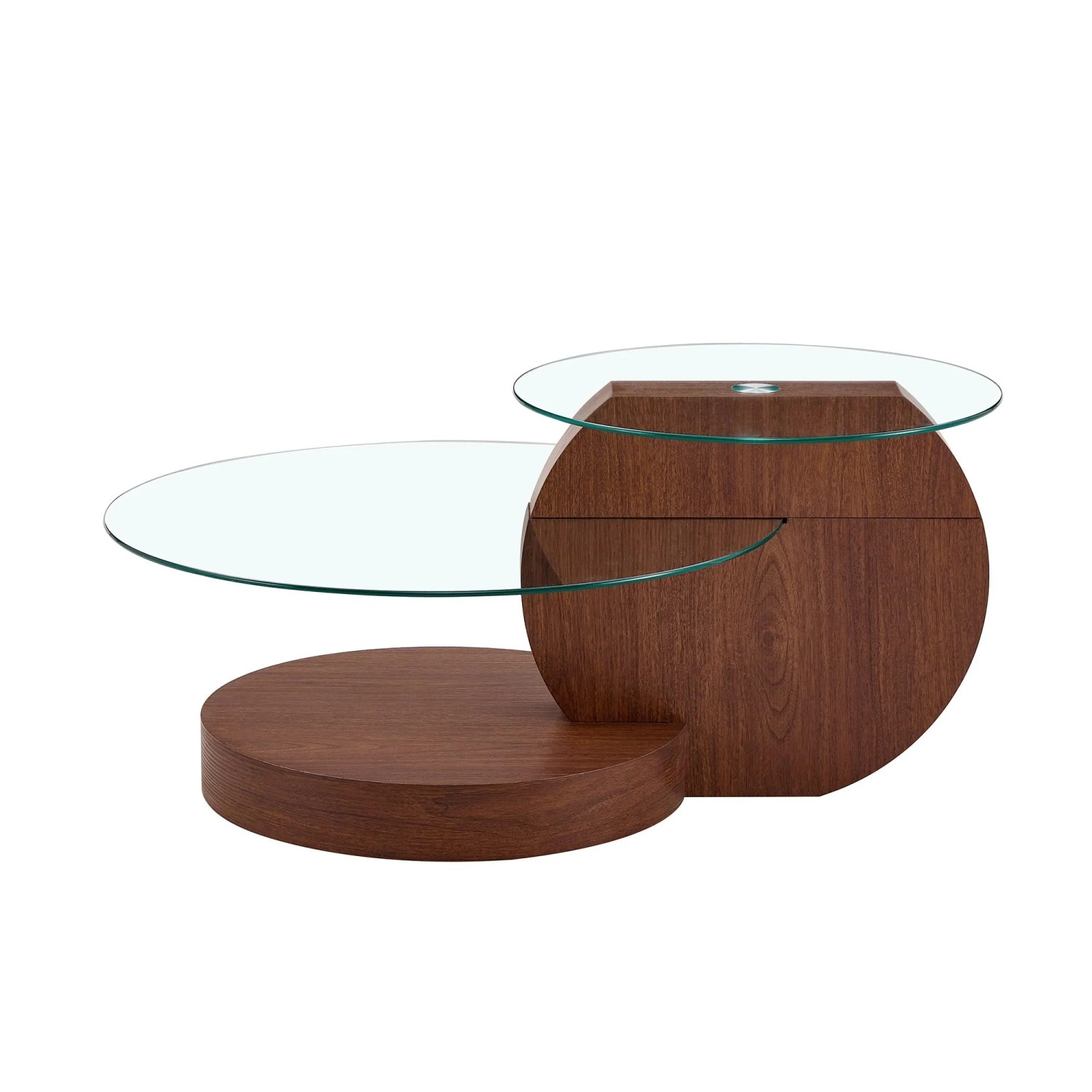 Okwish Couchtisch Mit Glas Und Zwei Ebenen Für Wohnzimmer 90x70x44 Cm Braun