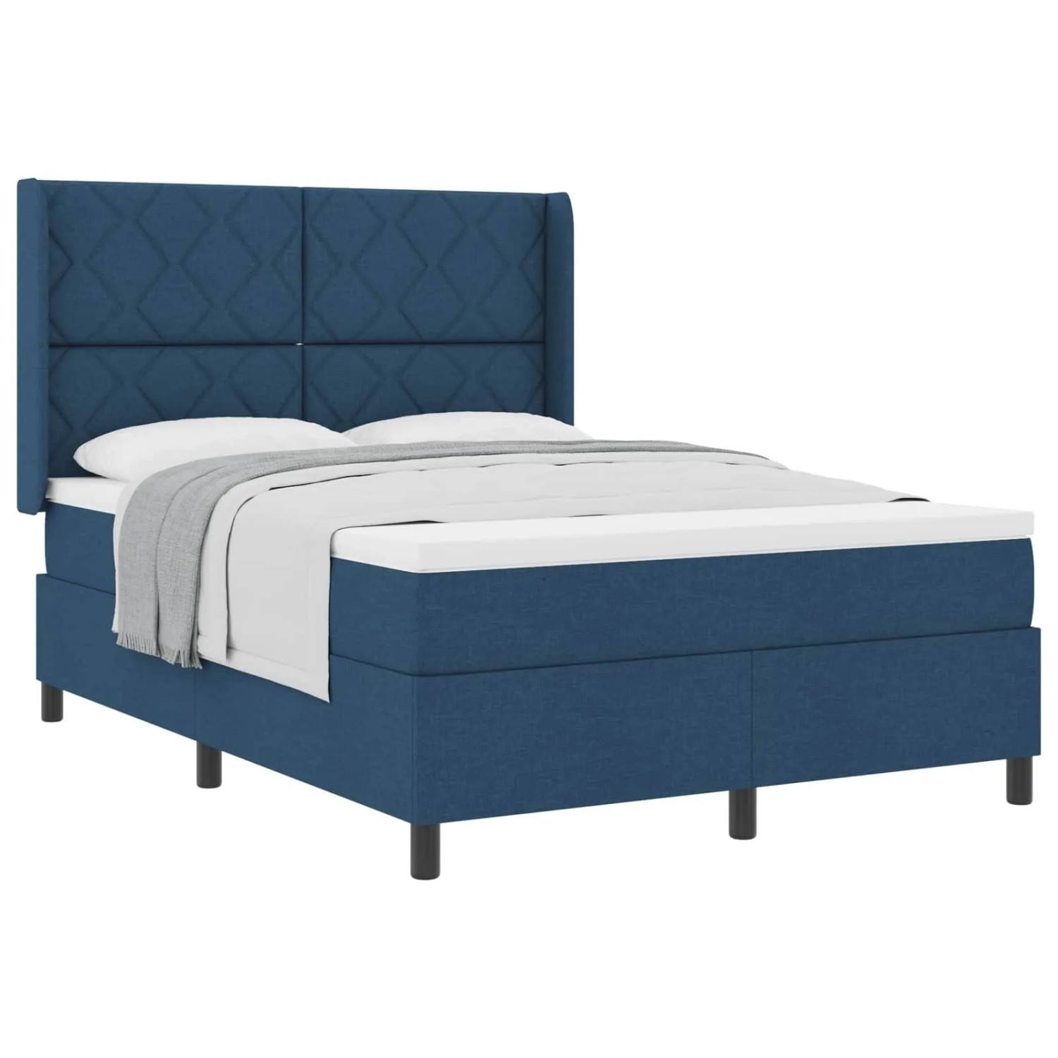 vidaXL Boxspringbett mit Matratze mit Kopfteil Blau 160 x 200 cm Stoff 3341720