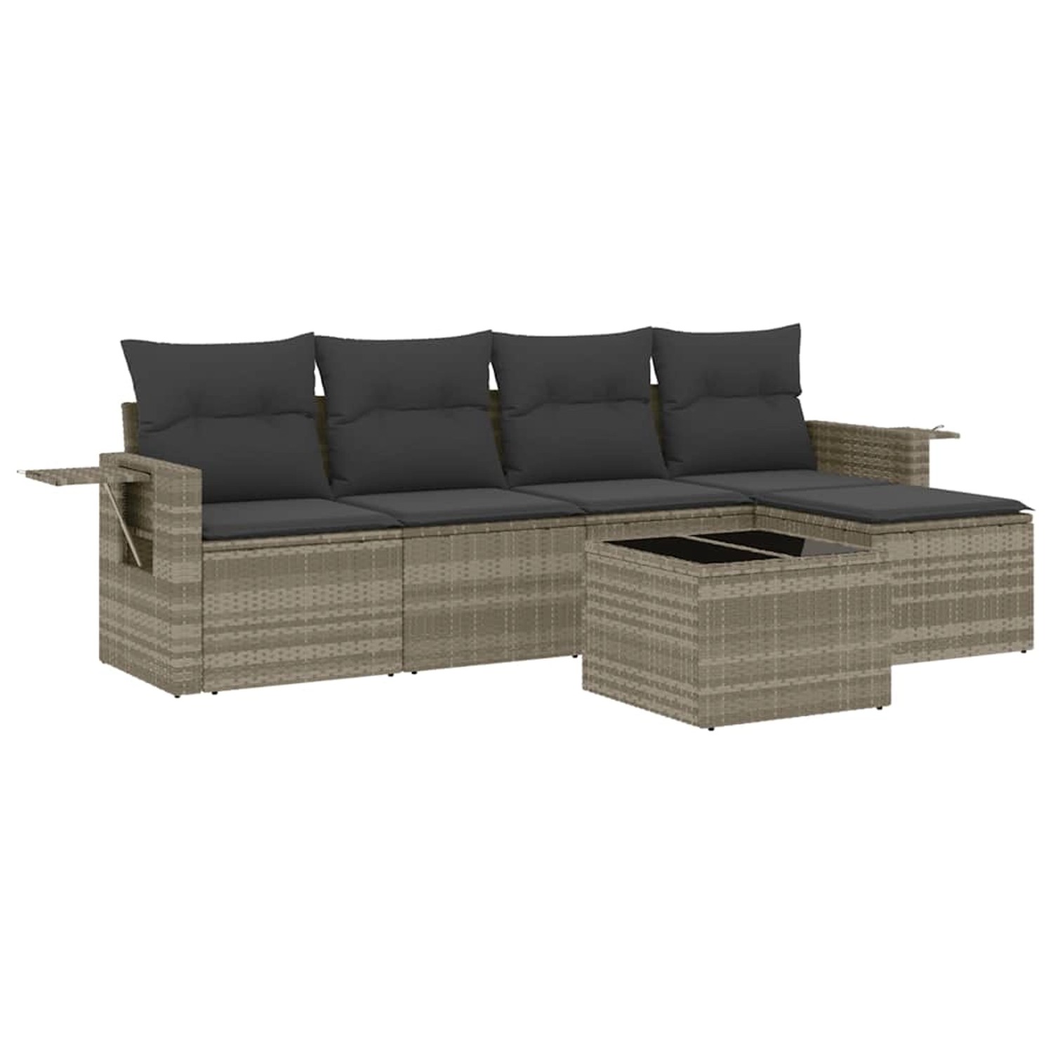 vidaXL 6-Tlg Garten-Sofagarnitur mit Kissen Hellgrau Poly Rattan 3220101 günstig online kaufen