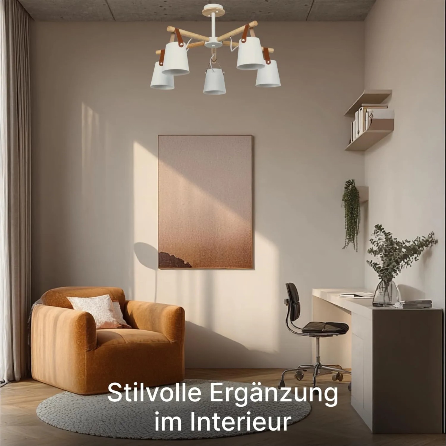 Moderne ARTE LAMP Deckenleuchte mit LED, Metall und Holz im Wohnzimmer.
