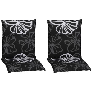 2er-Set Beo Saumauflagen Boston für Niedriglehner, schwarz-weiß mit Blumenmuster.