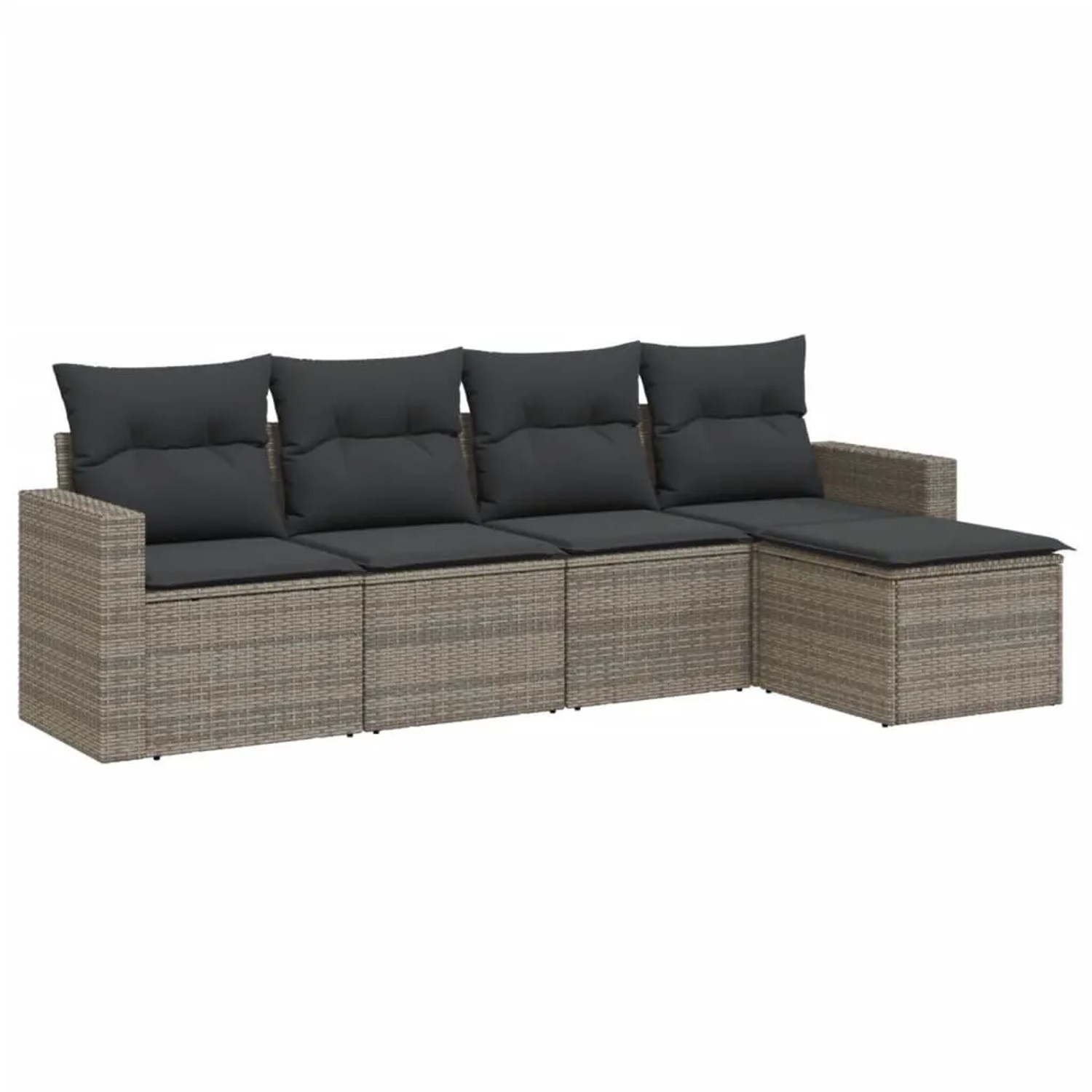 vidaXL 5-Tlg Garten-Sofagarnitur mit Kissen Grau Poly Rattan 3251227