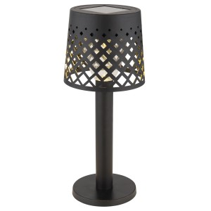 Schwarze Globo LED Solarleuchte aus Kunststoff mit Gitterschirm, Ø 9 cm.