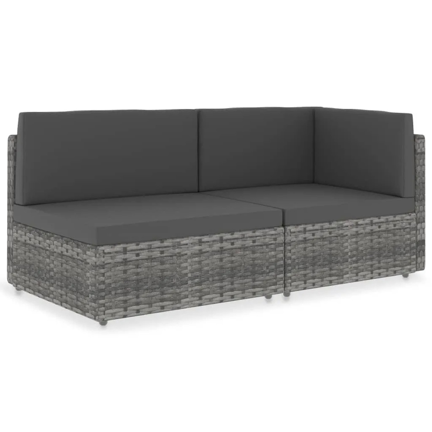 vidaXL Modulares 2-Sitzer-Sofa Poly Rattan Grau 49524