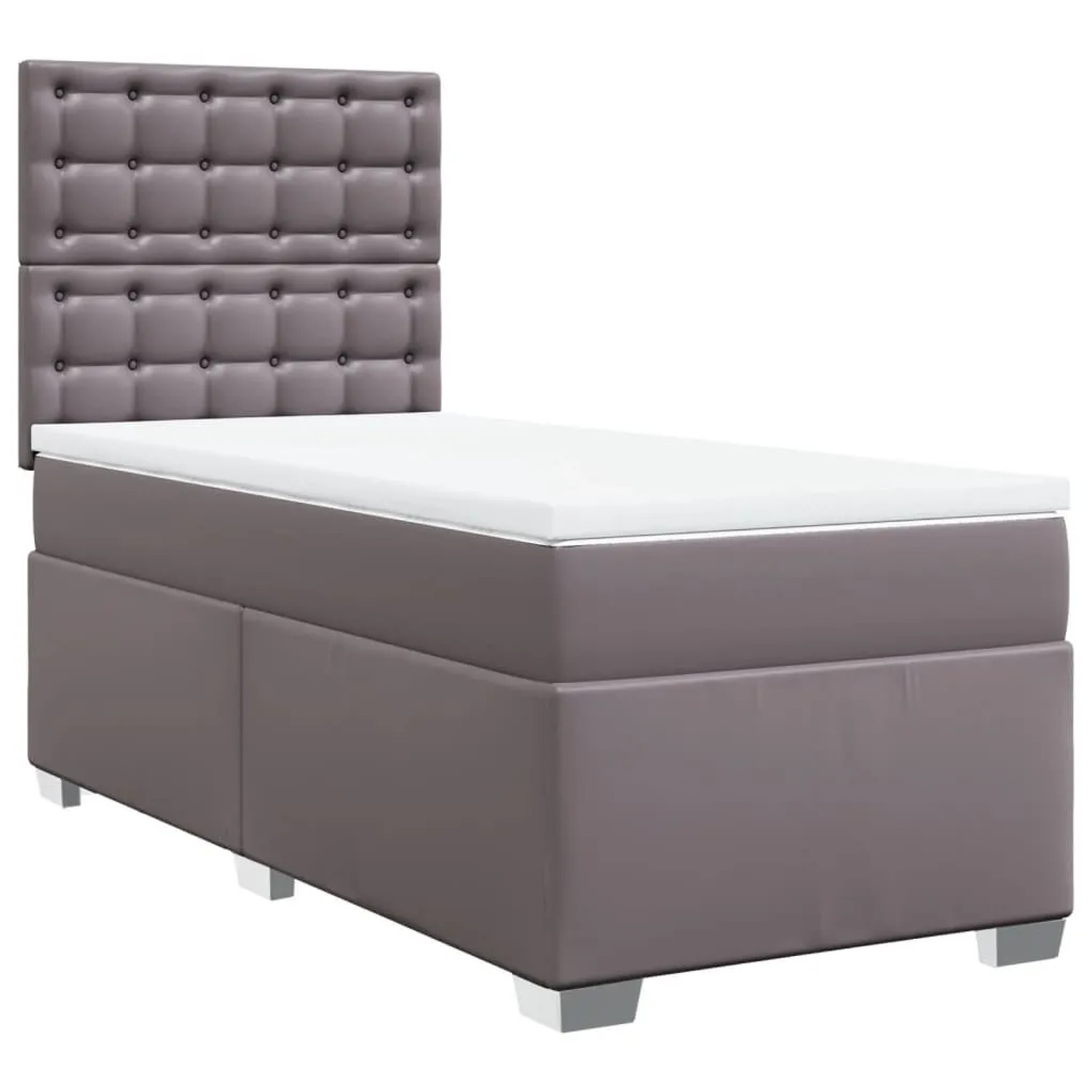 vidaXL Boxspringbett mit Matratze Grau 100x200 cm Kunstleder 3290710 günstig online kaufen