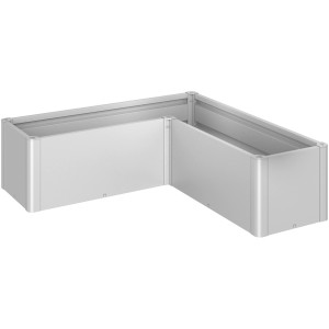 Biohort Belvedere Mini Pflanzbeet, L-Form, Silber-Metallic, Metall-Hochbeet für Garten und Balkon.