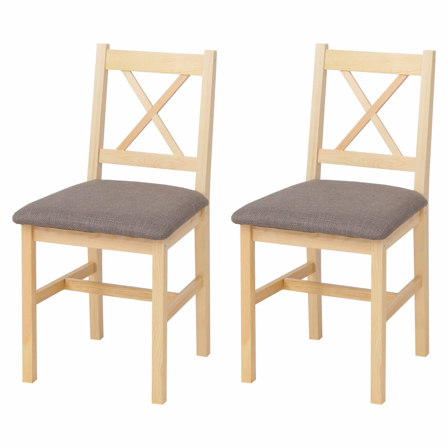 MCW Esszimmerstuhl F77 2er-Set Natur Polster Grau günstig online kaufen