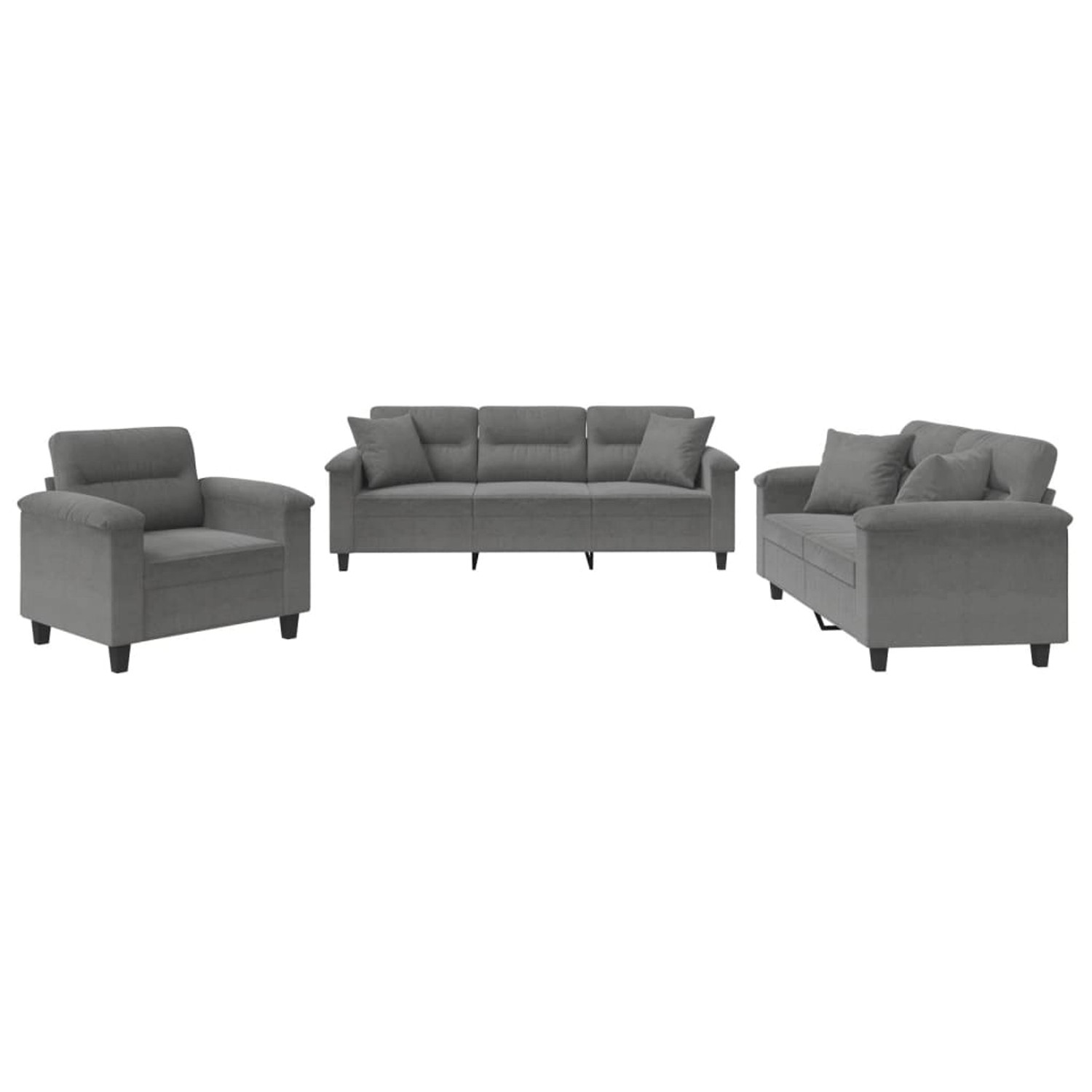 vidaXL 3-Tlg Sofagarnitur mit Kissen Dunkelgrau Mikrofasergewebe 3202304 günstig online kaufen