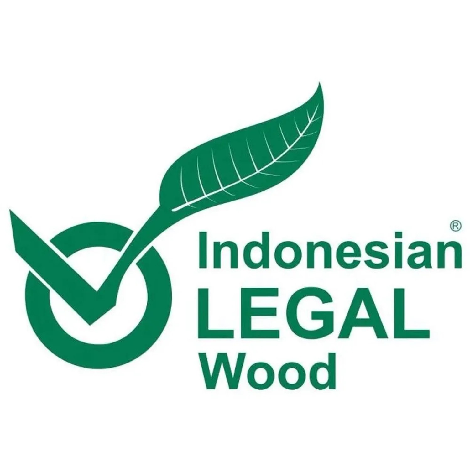 Grünes Logo: Indonesian LEGAL Wood. Siegel für legal beschafftes Holz für Esszimmerstühle.