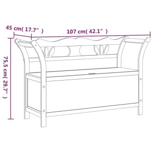 Weiße vidaXL Sitzbank aus Massivholz Tanne, 107x45x75,5 cm, mit Stauraum. Möbel für Flur und Eingangsbereich.