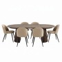 ebuy24 Tokyo Essgruppe mit Esstisch in Smoked und 6 Stühlen in Beige Velours.