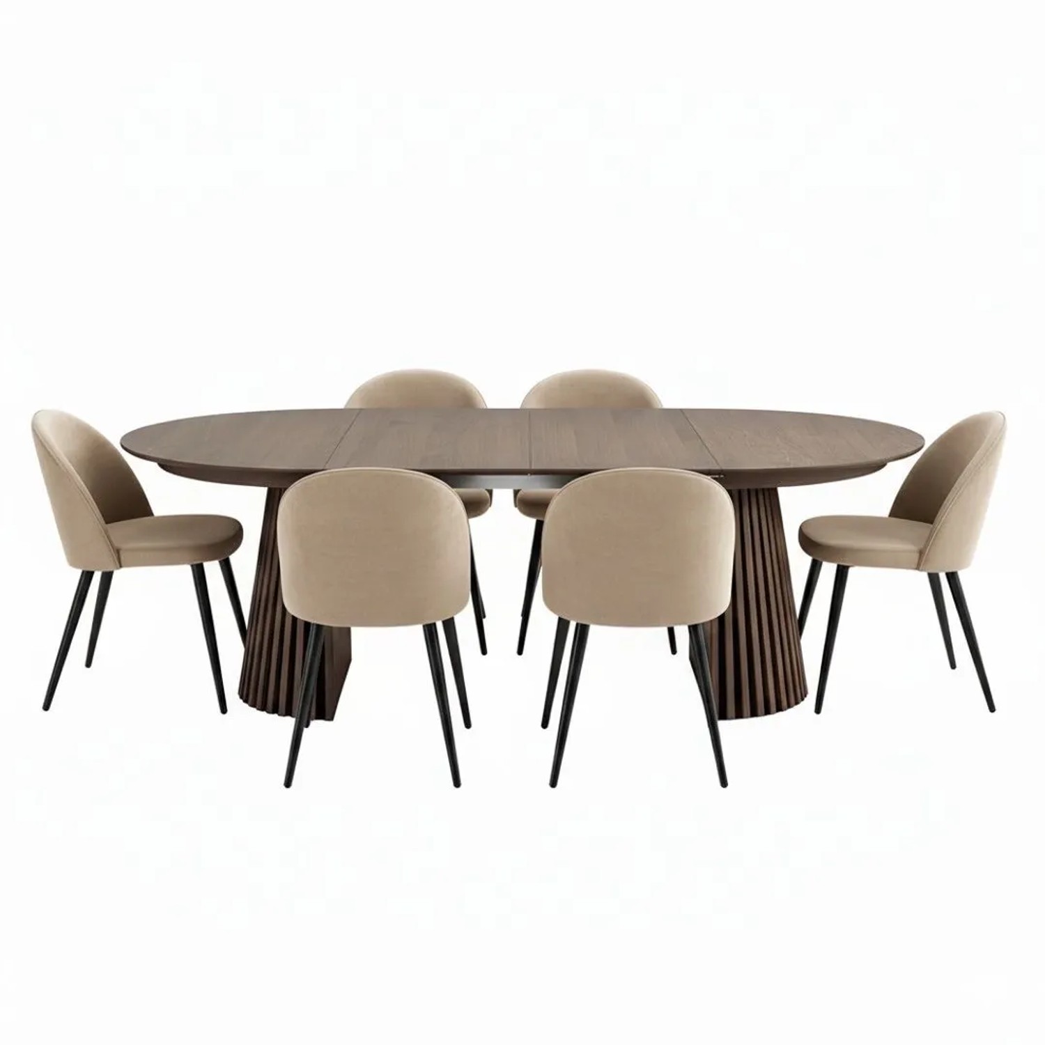 ebuy24 Tokyo Essgruppe Esstisch Smoked 6 Stühle Aus Beigem Velours