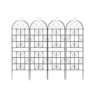 Costway Rankgitter Metall 4er Set Gartenzaun Schwarz 180 x 50 cm