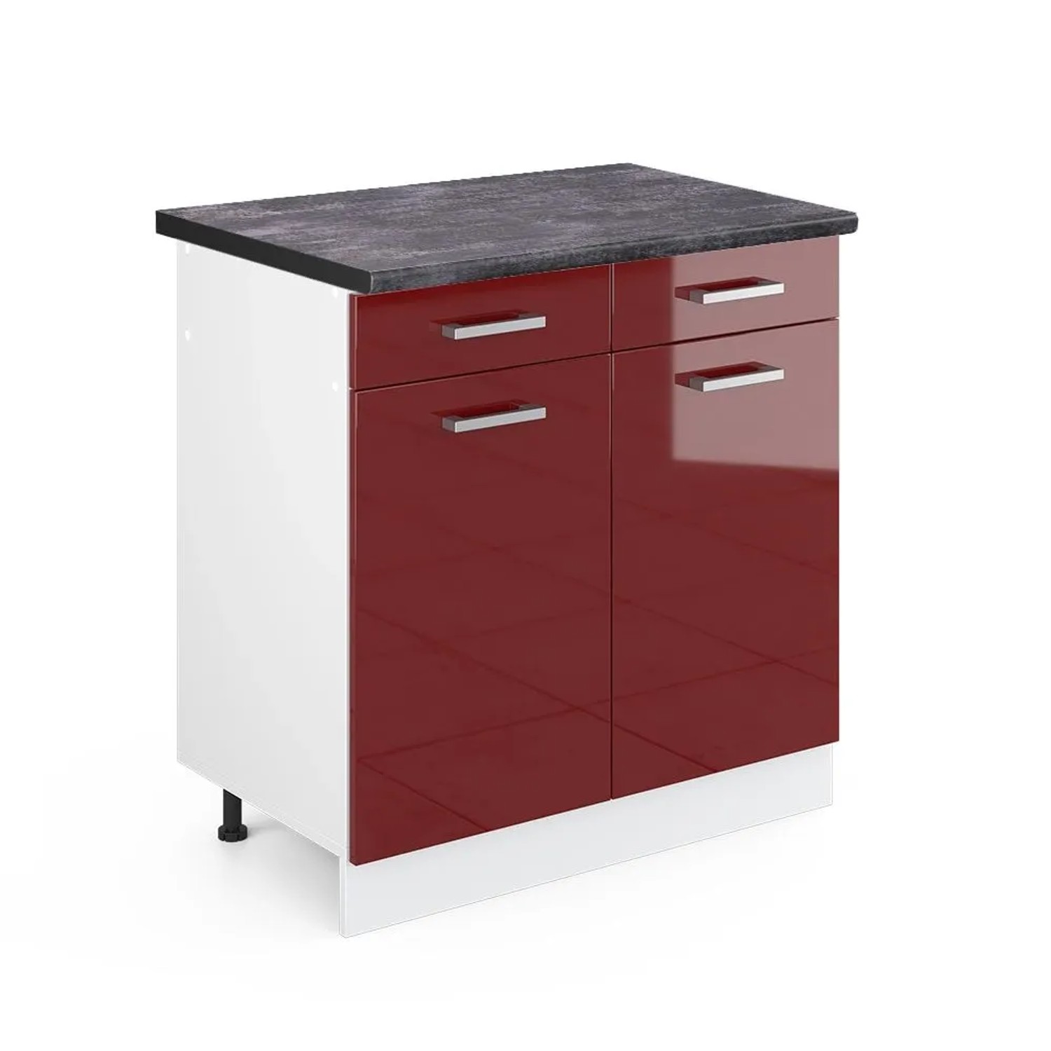 Vicco Küchenunterschrank R-Line Rot Hochglanz 80 x 82 AP Anthrazit