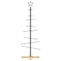 Schwarzer vidaXL Metall Weihnachtsbaum mit Holzständer, 120 cm hoch.