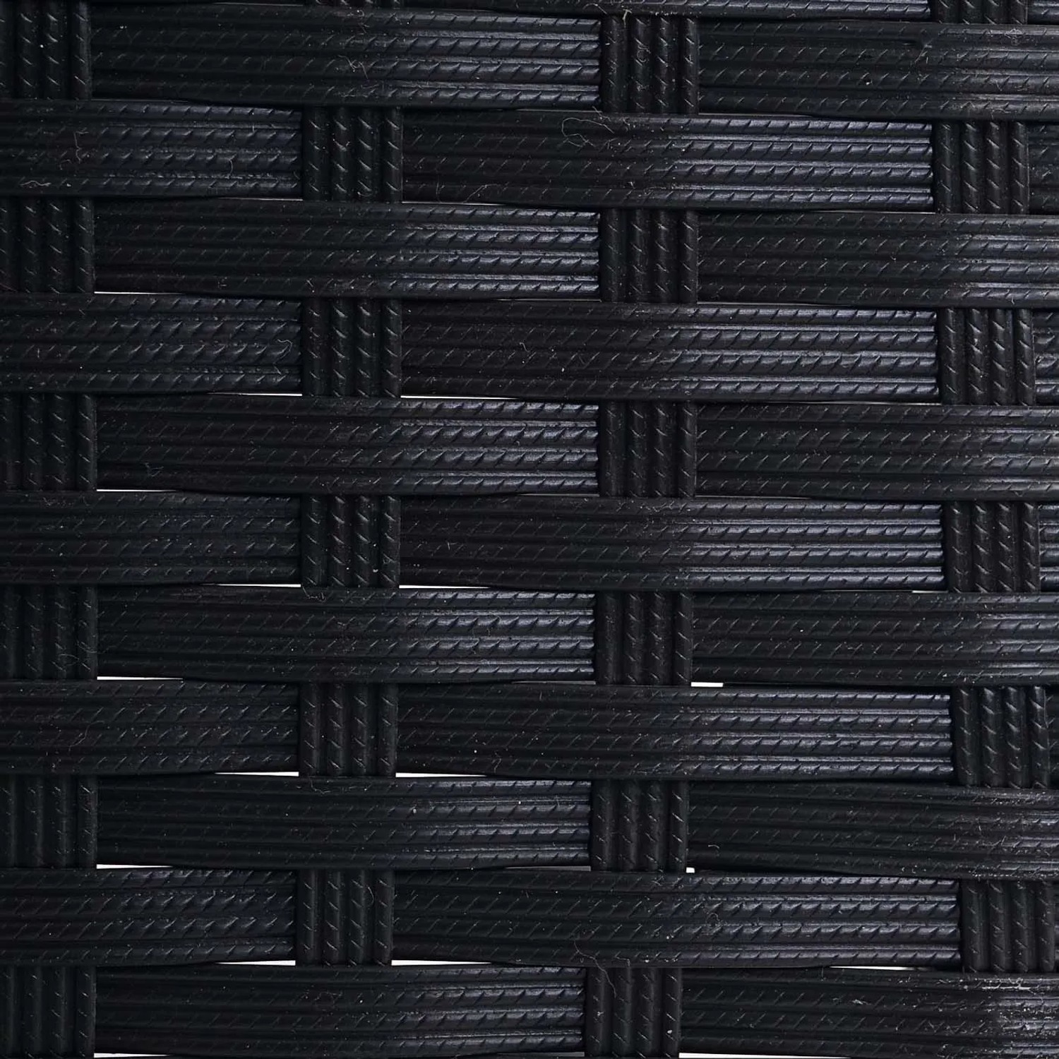 Detailaufnahme: Anthrazitfarbenes Poly-Rattan Geflecht des Halden Gartenstuhls.