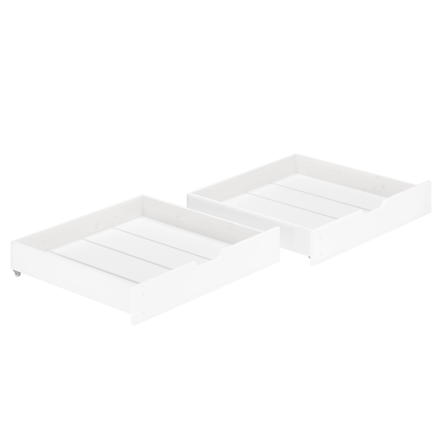 Erst-Holz Bettkasten für Betten - 2-Teilig - Kiefer Weiß Modell S2