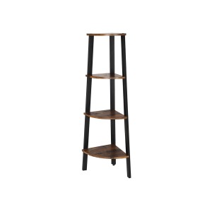 Vasagle Eckregal mit 4 Ebenen in Braun-Schwarz, 34x34x125cm. Regal für Ecken im Industrial-Stil.
