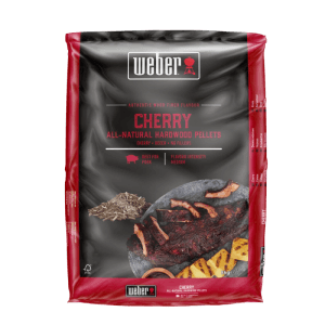 Weber Kirschholz Pellets 8kg im Sack: Grillanzünder für authentischen Holzfeuer-Geschmack beim BBQ.