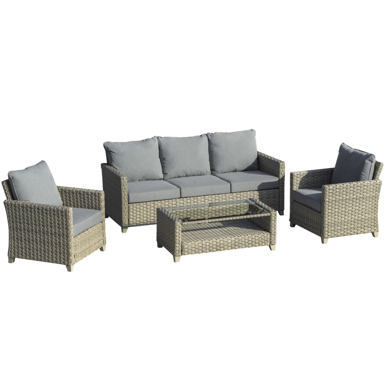 Outsunny 4-Tlg. Polyrattan Gartenmöbel Set mit Couchtisch