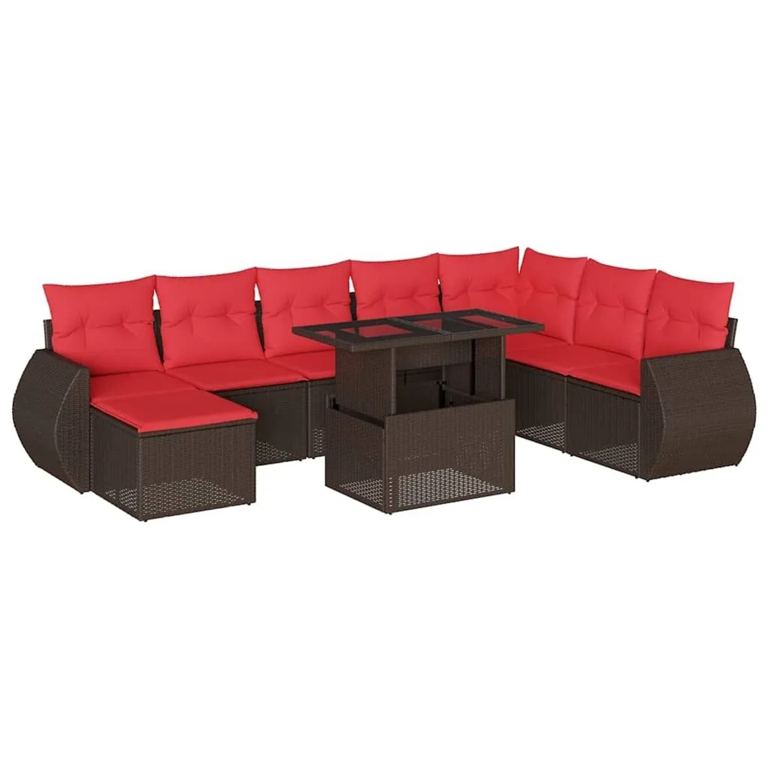 vidaXL 9-Tlg Gartensofa-Set mit Kissen Braun Polyrattan 3268734 günstig online kaufen
