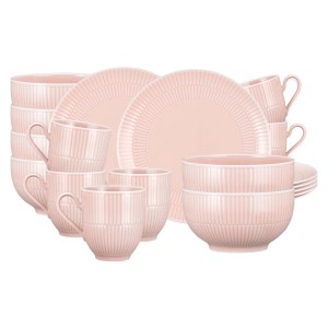 Seltmann Weiden Amina Frühstücks-Set, 18-teilig, Rosé: Teller, Tassen und Schalen aus Porzellan.
