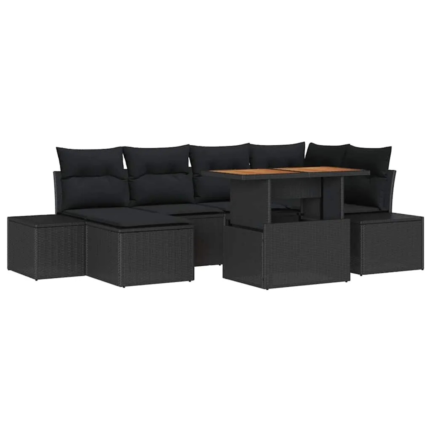 vidaXL Garten Essgruppe mit Kissen 7-Tlg Schwarz und Braun 3349988 günstig online kaufen