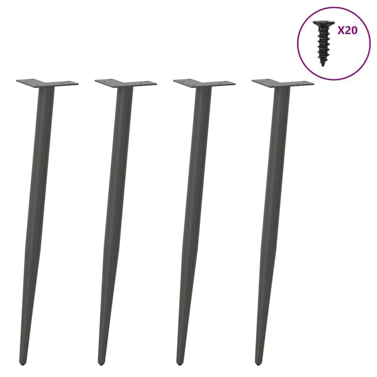 vidaXL Konsolentischbeine Konische Form 4 Stk Anthrazit 72-73 cm Stahl 4012518_3