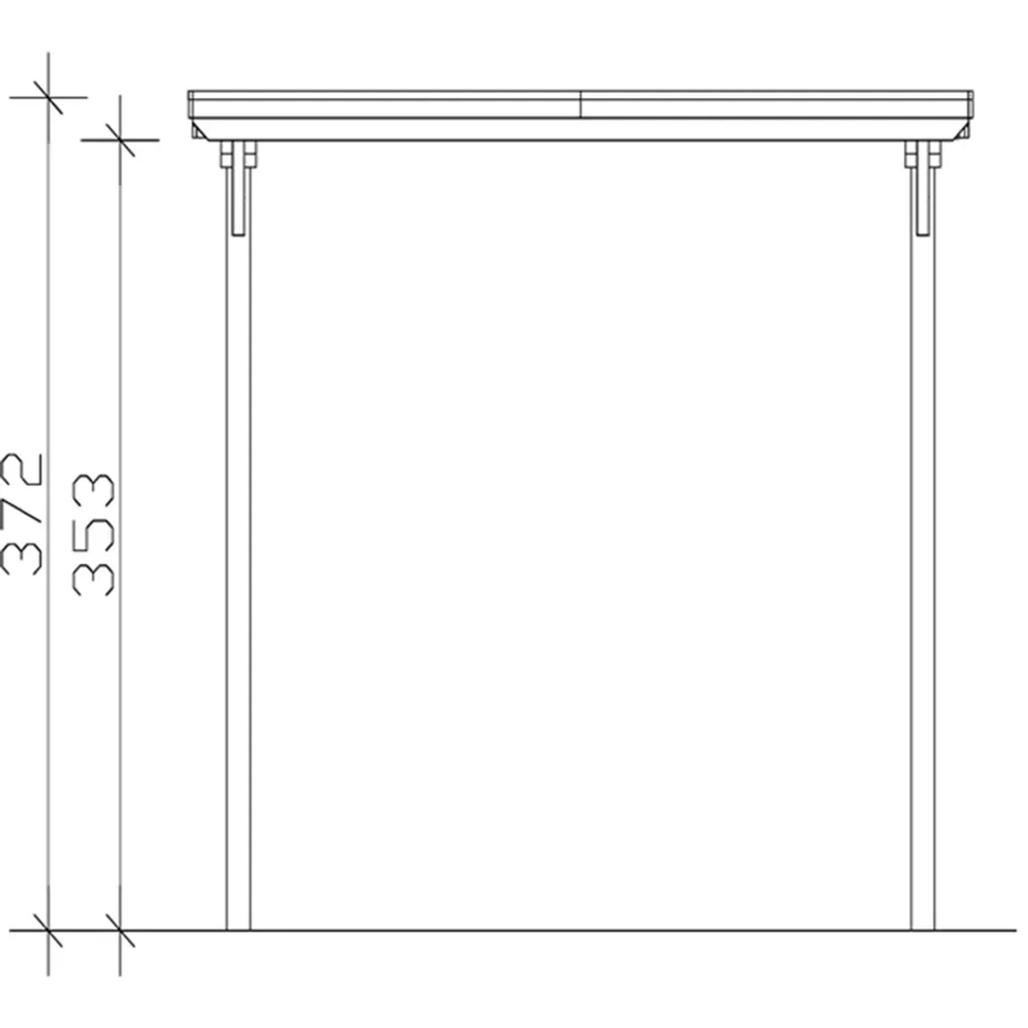 Technische Zeichnung: Skan Holz Carport Emsland Caravan, Maße und Details.