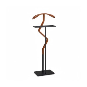 Relaxdays Herrendiener Stahl Holz Schwarz Braun Freistehend 106,5 cm x 45,5 cm x 20 cm 4,2 kg