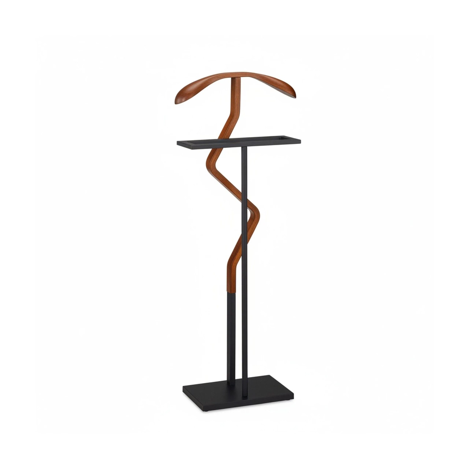 Relaxdays Herrendiener Stahl Holz Schwarz Braun Freistehend 106,5 cm x 45,5 cm x 20 cm 4,2 kg