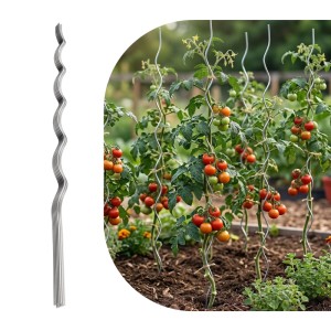 Relaxdays Tomaten Spiralstab Verzinkter Stahl Silber 20er Pack 150 cm