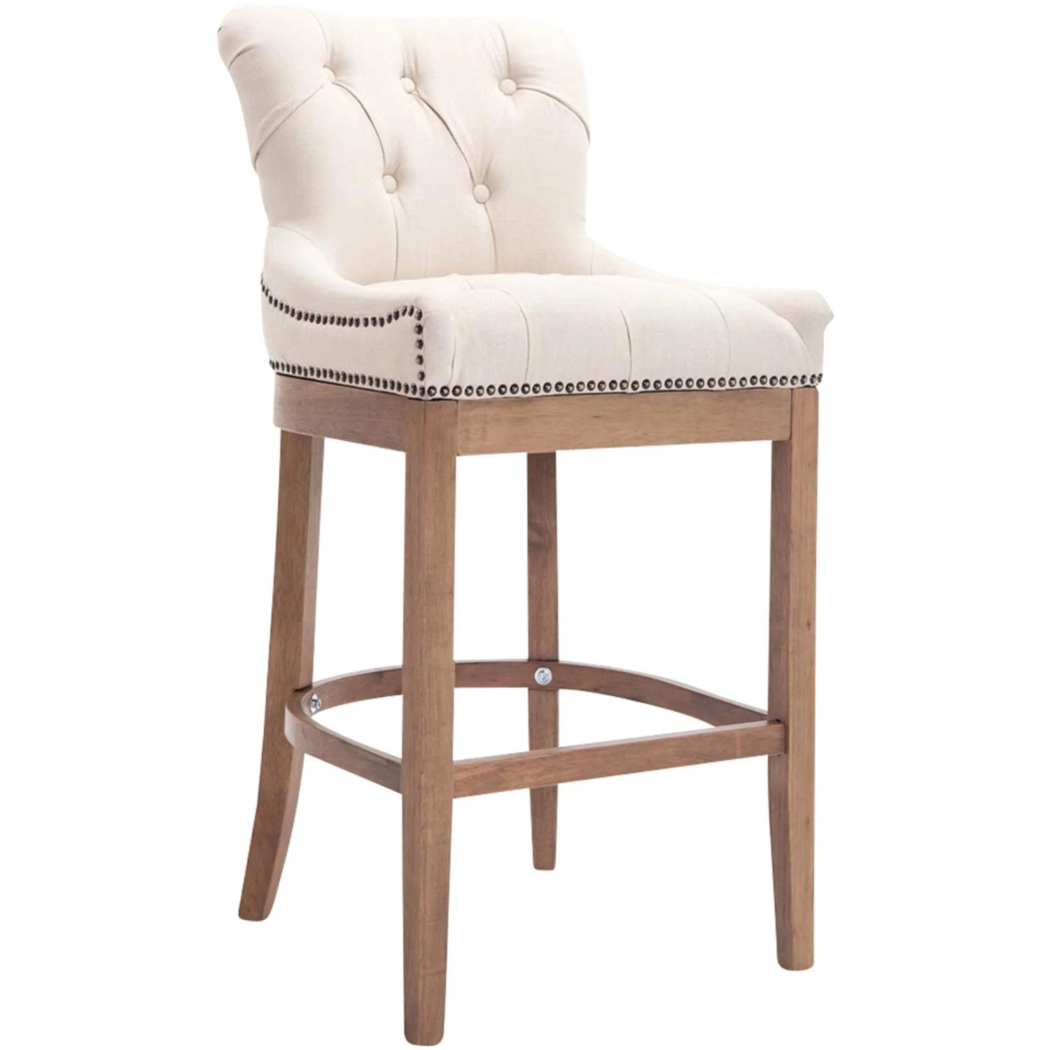 DELUKE Barhocker KAGAD Stoff Creme 55x57x109cm Braun Barstuhl Mit Lehne Tresenhocker Tresenstuhl