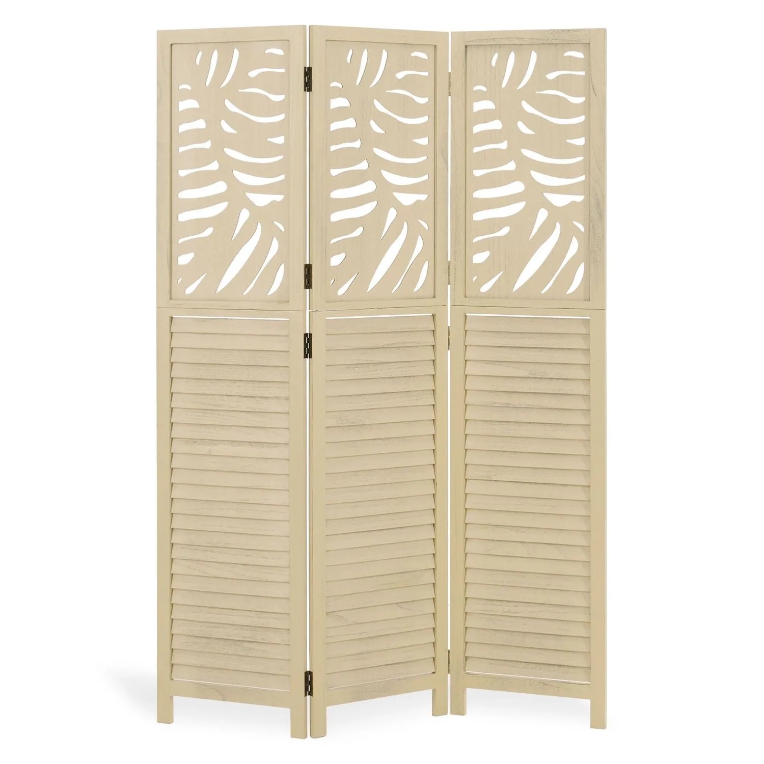 Homestyle4u 3-tlg. Paravent in Braun 120x170 cm 2042