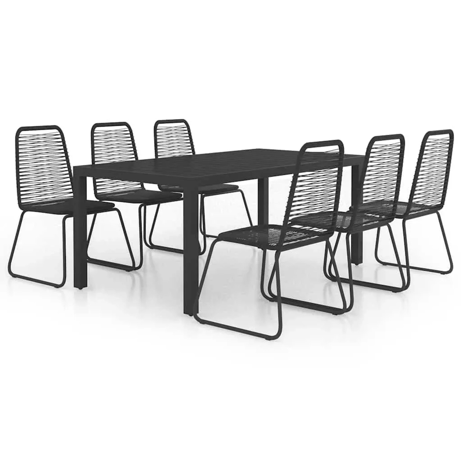 Furnicato 7-tlg Garten-essgruppe Pvc Rattan Schwarz